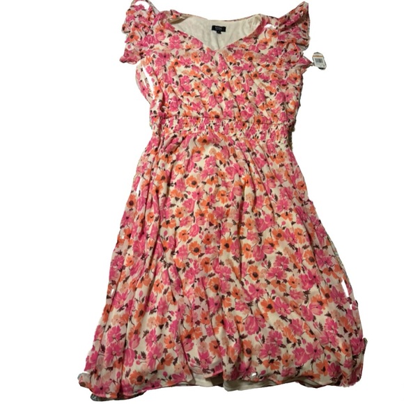 Msk Wemens Plus Size Floral-Print Flutter-Sleeve Midi Dress - Picture 2 of 5